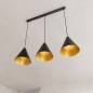 Preview: Bioledex Helgor Pendelleuchte 3-fach E27 schwarz/gold 93x100x24cm Made in Europe