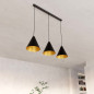 Preview: Bioledex Helgor Pendelleuchte 3-fach E27 schwarz/gold 93x100x24cm Made in Europe