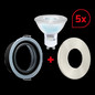 Preview: Dotlux 600107 LED-Einbaufassung MULTI mit GU10 3000K 6W dimmbar und Blende nickel 5er Set