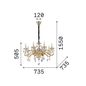 Preview: Ideal Lux NEGRESCO Pendelleuchte E14 8-fach ⌀735mm dimmbar Gold 087764