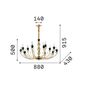 Preview: Ideal Lux VANITY Pendelleuchte E14 15-fach ⌀880mm dimmbar Gold 206639