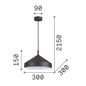 Preview: Ideal Lux YURTA Pendelleuchte E27 ⌀300mm dimmbar Schwarz 285139