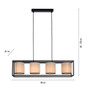 Preview: JUST LIGHT RAVEN Pendelleuchte E27 max.25W 4-fach Schwarz/Beige 60-120cm 15305-18