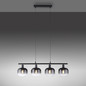 Preview: JUST LIGHT ZEA Pendelleuchte E14 max.25W 4-fach Schwarz/Rauchfarben 15421-18