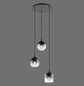 Preview: JUST LIGHT ZEA Pendelleuchte E14 max.25W 3-fach Schwarz/Rauchfarben 70-120cm 15424-18