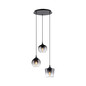 Preview: JUST LIGHT ZEA Pendelleuchte E14 max.25W 3-fach Schwarz/Rauchfarben 70-120cm 15424-18