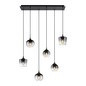 Preview: JUST LIGHT ZEA Pendelleuchte E14 max.25W 6-fach Schwarz/Rauchfarben 64-120cm 15425-18