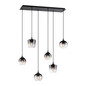 Preview: JUST LIGHT ZEA Pendelleuchte E14 max.25W 6-fach Schwarz/Rauchfarben 64-120cm 15425-18