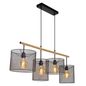 Preview: Lucide BASKETT Pendelleuchte 4x E27 Schwarz, Helles Holz 45459/04/30