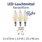 Preview: Müller Licht LED Lampe C35 4.9W 40W 220-240V E14 470lm 4000K Retro-3er-Set 401106