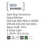 Preview: Nova Luce NED LED Wandleuchte Grau 12W IP54 Warmweiss 28x19x6cm 9104021