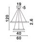 Preview: Nova Luce EMPATIA LED Pendelleuchte Messing 60W Warmweiss 120x60cm dimmbar 9172866