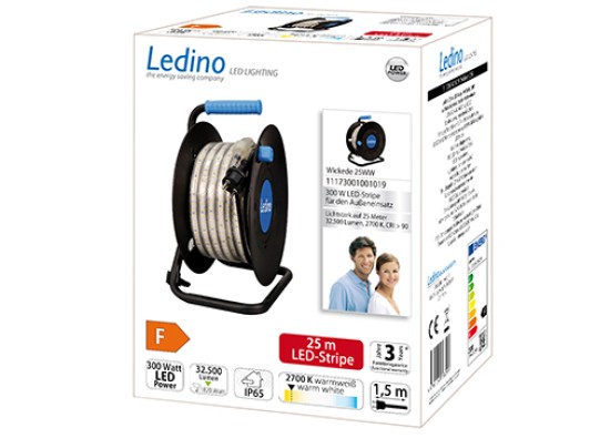 Ledino Wickede 25WW LED Streifen 300W 32500lm 180LED/m 25m IP65 Kabeltrommel 2700K