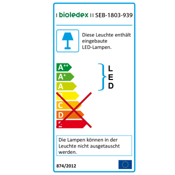 Bioledex LED Panel Rund 18W Einbauleuchte 5500K Tageslichtweiss