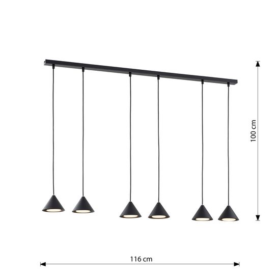 Bioledex Fredarn Pendelleuchte 6-fach GX53 schwarz 116x100x12cm Made in Europe