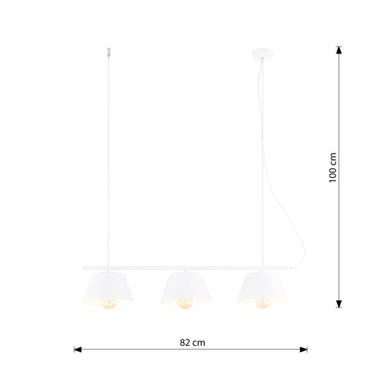 Bioledex Sandorim Pendelleuchte 3-fach E27 weiß 82x100x20cm Made in Europe