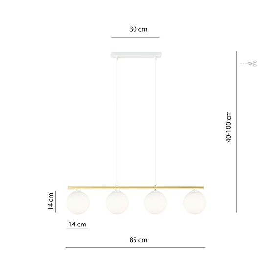 Bioledex Tromal Pendelleuchte 4-fach E14 weiß/gold opal 85x100x14cm Made in Europe