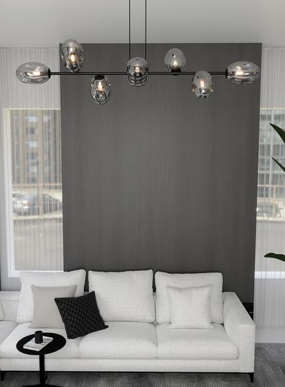 Bioledex Skienar Pendelleuchte 8-fach E14 schwarz anthrazit 140x100x40cm Made in Europe