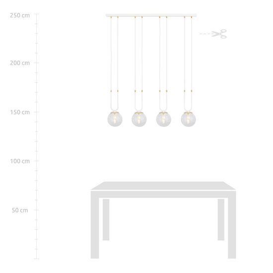 Bioledex Tonsern Pendelleuchte 4-fach E14 weiß/gold klar 92x115x15cm Made in Europe