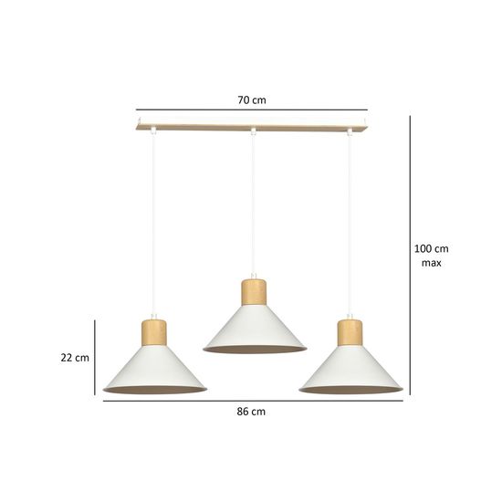 Bioledex Akrinok Pendelleuchte 3-fach E27 weiß 86x100x25cm Made in Europe