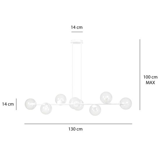 Bioledex Reythar Pendelleuchte 8-fach E14 weiß anthrazit 130x100x30cm Made in Europe