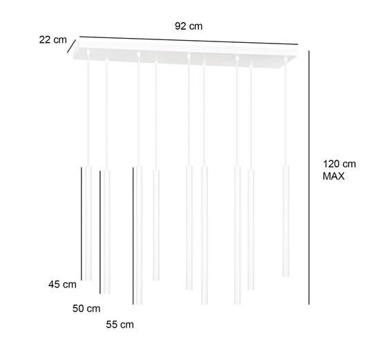 Bioledex Tamrisal Pendelleuchte 9-fach G9 weiß 92x120x22cm Made in Europe