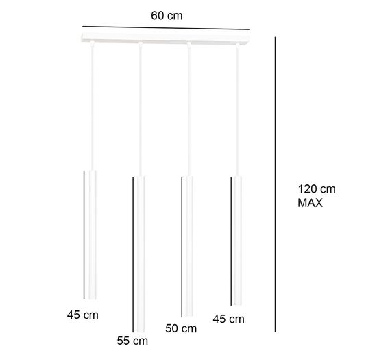 Bioledex Tamrisal Pendelleuchte 4-fach G9 weiß 60x120x6cm Made in Europe