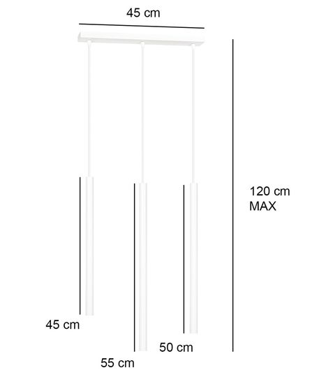 Bioledex Tamrisal Pendelleuchte 3-fach G9 weiß 45x120x6cm Made in Europe