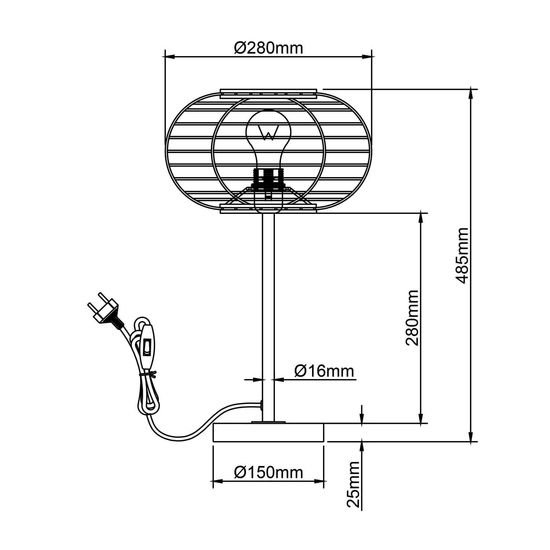 Brilliant Woodball Tischleuchte 28cm E27 Schwarz Matt Natur 94699/06