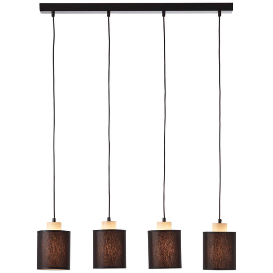 Brilliant Vonnie Pendelleuchte, 4-flammig E27 Schwarz Holz Made in Europe, FSC 99413/76