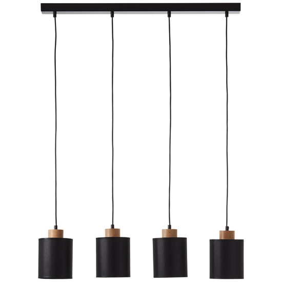 Brilliant Vonnie Pendelleuchte, 4-flammig E27 Schwarz Holz Made in Europe, FSC 99413/76