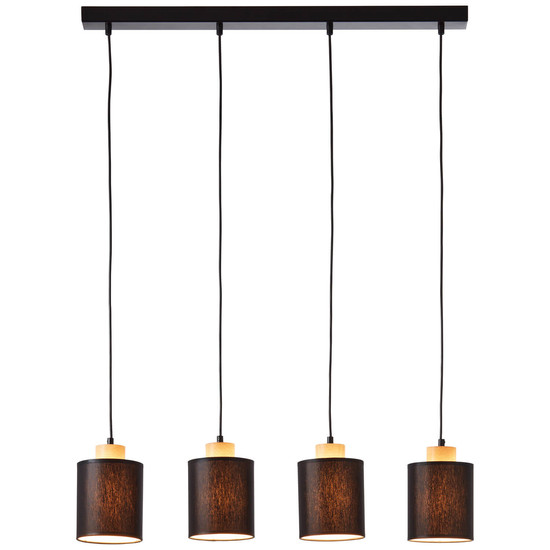 Brilliant Vonnie Pendelleuchte, 4-flammig E27 Schwarz Holz Made in Europe, FSC 99413/76
