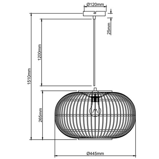 Brilliant Woodball Pendelleuchte, 1-fach E27 Schwarz Matt Natur 99883/06