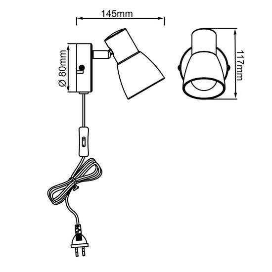 Brilliant Janna LED Wandspot mit Zuleitung und Schalter E14 40W/4W Warmweiß Eisen Chrom Weiß G46112/77