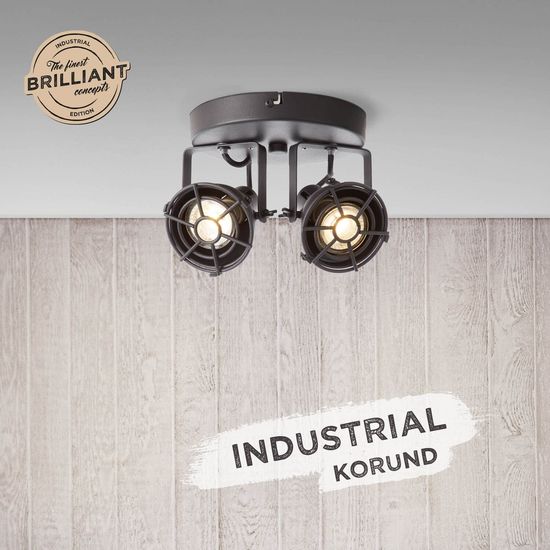 Brilliant Jesper LED Spotrondell, 2-flammig GU10 5W/4,5W Warmweiß Schwarz Korund G54324/86