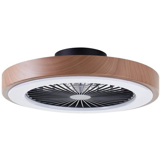 Brilliant Slimline LED Deckenleuchte 49cm mit Ventilator 40W Natur Schwarz Nachtlicht, Timer, Ventilator G60060/09