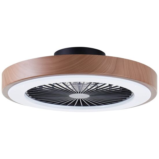 Brilliant Slimline LED Deckenleuchte 49cm mit Ventilator 40W Natur Schwarz Nachtlicht, Timer, Ventilator G60060/09