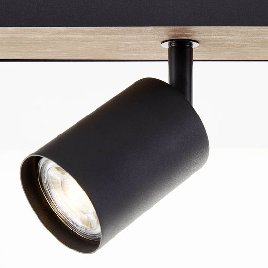 Brilliant Jello Wood LED Spotbalken, 4-fach GU10 10W/4,5W Warmweiß Schwarz Holz G93071/76