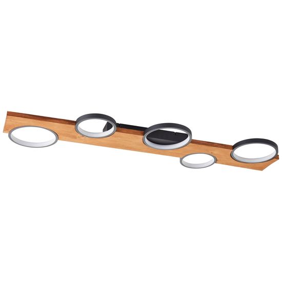 Brilliant Musti LED Deckenleuchte 100cm 40W Warmweiß Schwarz Holz G99275/76