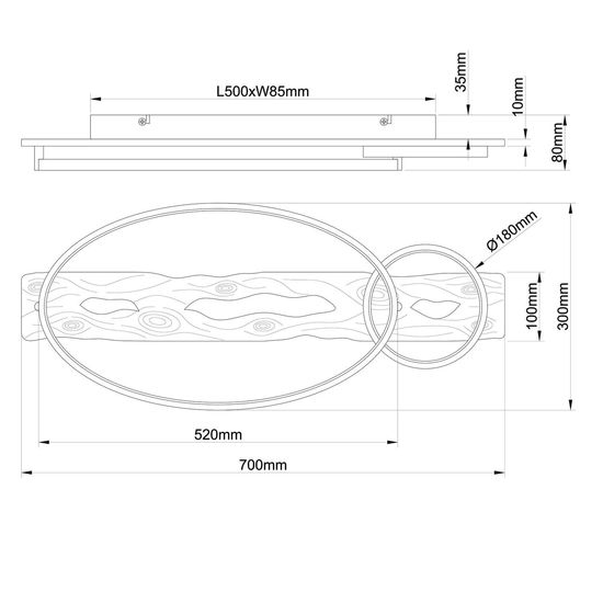 Brilliant Pirus LED Deckenleuchte 70x30cm 30W Warmweiß Schwarz Holz G99292/76