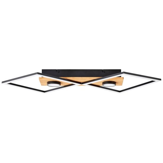 Brilliant Woodbridge LED Deckenleuchte 71x35cm, 2-fach 32W Warmweiß Schwarz Holz G99756/76