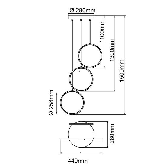 Brilliant Chaumont LED Pendelleuchte, 3-flammig 24W Warmweiß Schwarz G99891/76