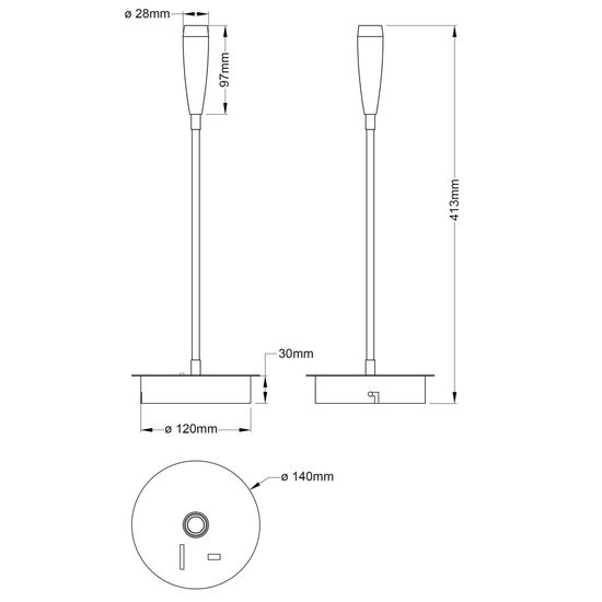 Brilliant Jutta LED Wandspot mit Flexarm und Schalter 4,1W Warmweiß Sand Schwarz Matt Gold G99947/86