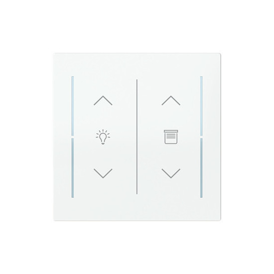 Busch-Jaeger Abdeckung als Wippe 2-fach mit Symbol Dimmen/Jalousie studioweiß 2CKA006199A0384 LFDW/A.2.70.11-44G