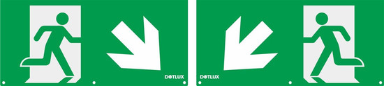 Dotlux 5403 Erweitertes Piktogrammset Pfeil diagonal links und rechts unten (2 Stück) für LED-Notleuchte EXITmulti (Artikel 3177)