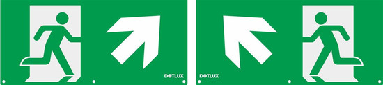 Dotlux 5404 Erweitertes Piktogrammset Pfeil diagonal links und rechts oben (2 Stück) für LED-Notleuchte EXITmulti (Artikel 3177)