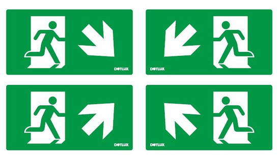 Dotlux 5412 Erweitertes Piktogrammset Pfeil Diagonal (4 Stück) für LED-Notleuchte EXIT (Artikel 5406)