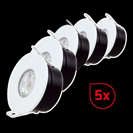 Dotlux 600106 LED-Einbaufassung MULTI mit GU10 3000K 6W dimmbar und Blende weiß 5er Set