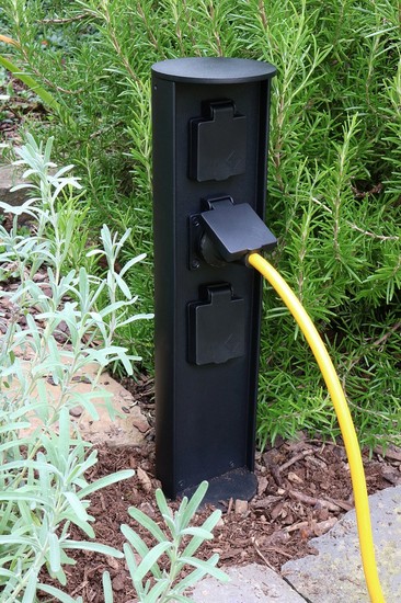 Eco-Light Socket Stromverteiler mit 3 Steckdosen Gartensteckdose IP44 Schwarz