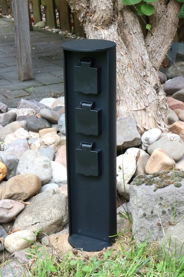 Eco-Light Socket Stromverteiler mit 3 Steckdosen Gartensteckdose IP44 Schwarz